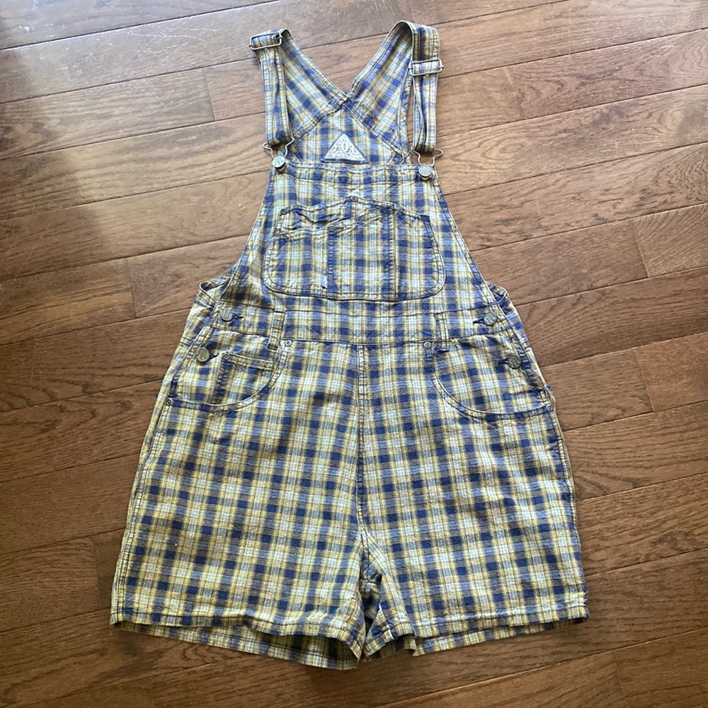 Vintage Plaid Overall Shorts / Shortalls